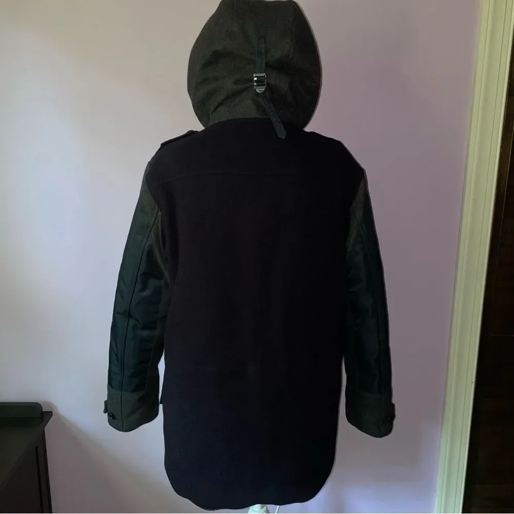 J Crew Parka Coat Burbridge Mixed Media Navy Charcoal